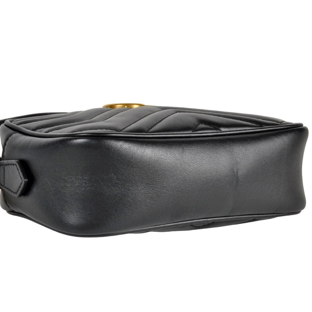 GUCCI Black Leather GG Marmont Shoulder Bag - Picture 4 of 7